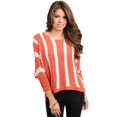 thumbnail image 1 of 2Luver Women's Vertical Stripe Slouchy Sweater Coral L, 1 of 2