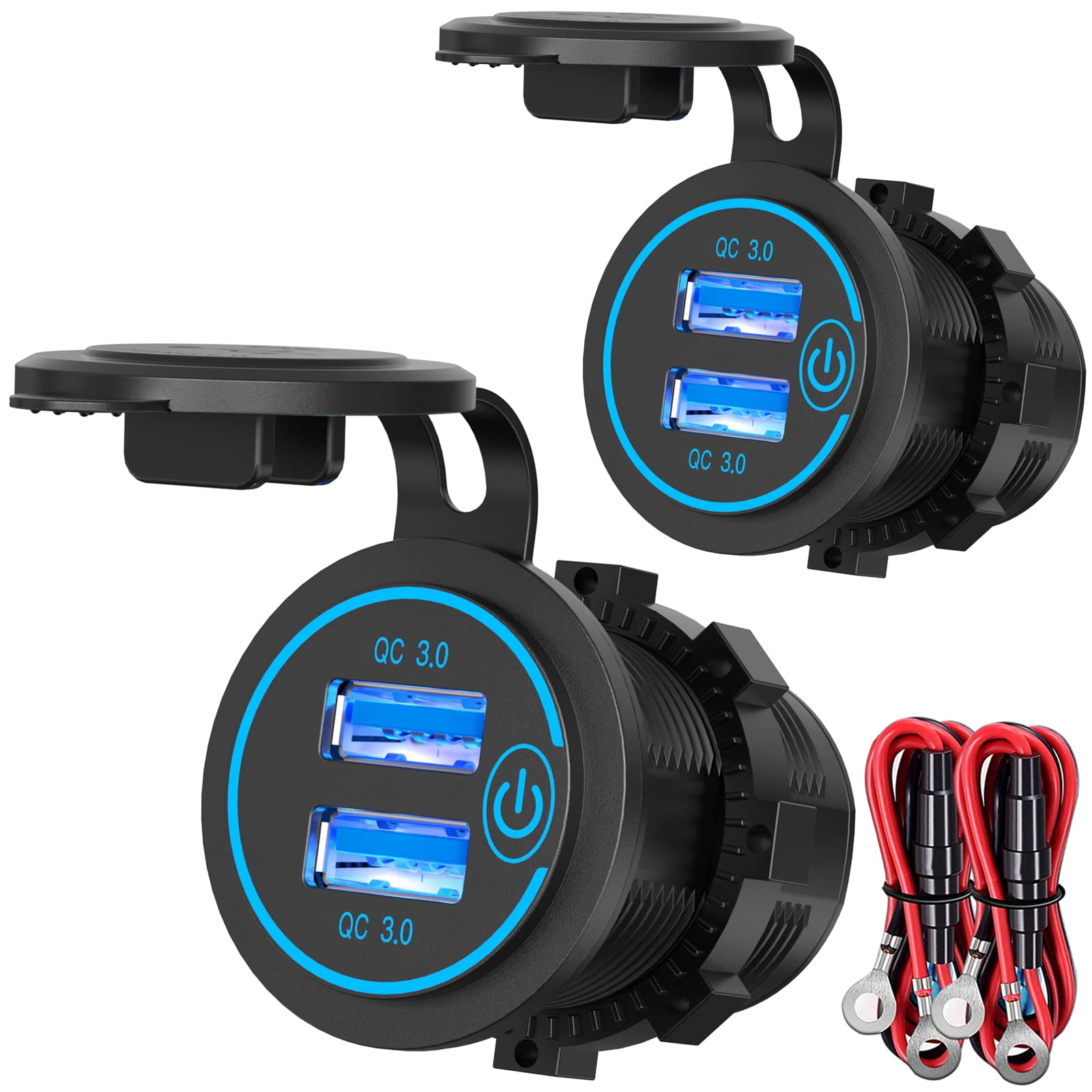 Pack] 12V USB Outlet, Quick Charge 3.0 Dual USB Power Outlet with Touch  Switch, Waterproof 12V/24V Fast Charge USB Charger Socket DIY Kit for Car  Boat Marine Bus Truck Golf Cart