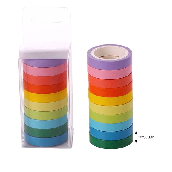 Clearance Under $0.59! 10ROLLS Washi Tape Set, Solid Colored Decorative Tape for DIY Crafts & Journaling, Paper, for Creative Projects, Pink, One Size