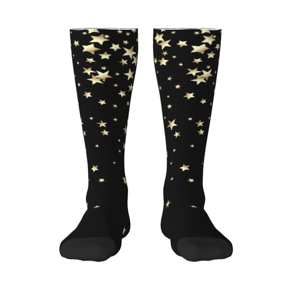 Naloa Star Silver Glitter Knee Socks, High Socks Long Stretchy Sock Women Knee High Stocking, Long Socks for Women