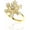Snowflake White, variant on Spring Flower Adjustable Open Gold Ring for Women - Trendy Elegant Unique Cubic Zirconia Enamel Front Open Floral Leaf Easter Jewelry Gift