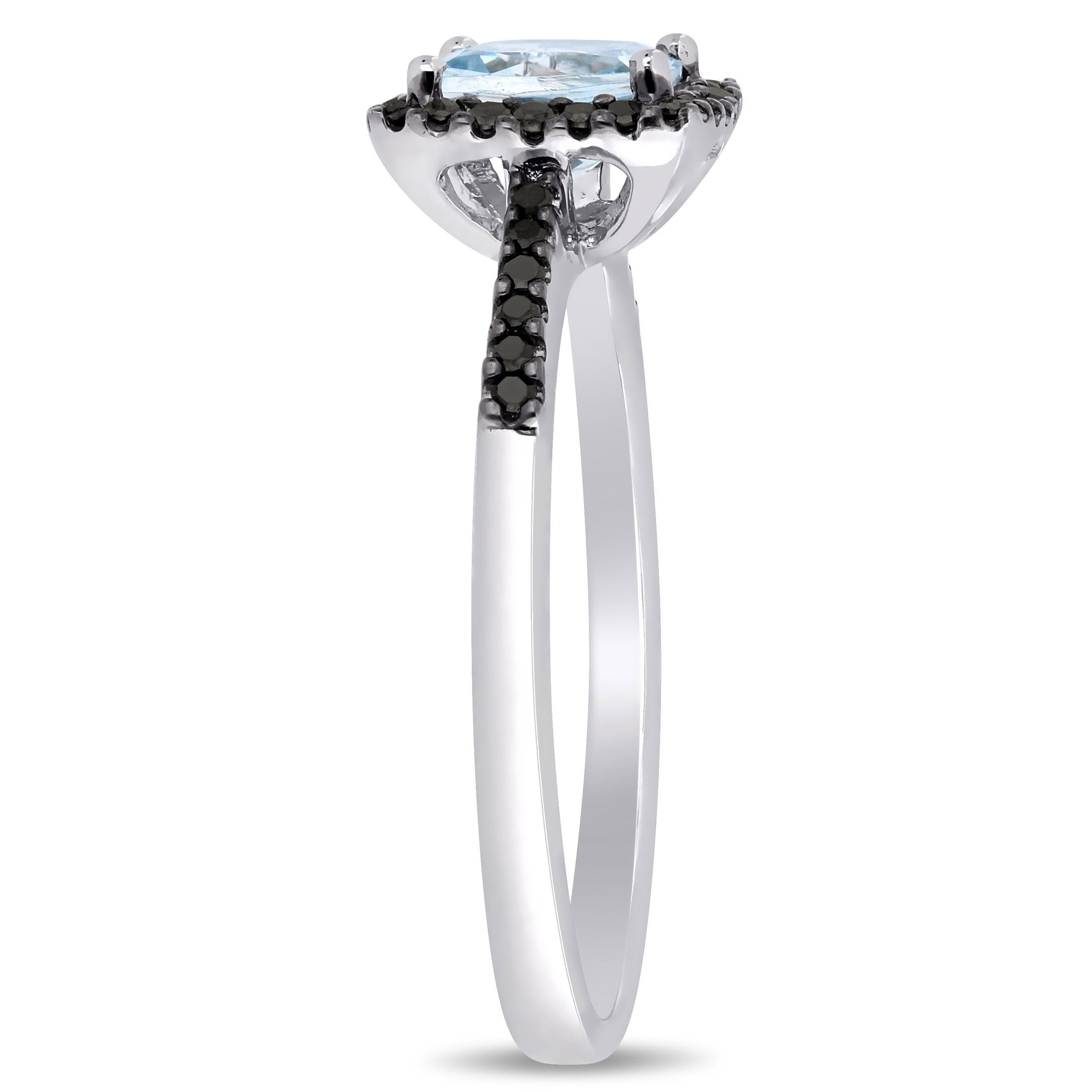 Everly Women's Aquamarine 10K White Gold Engagement Ring