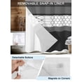 thumbnail image 3 of No Hook Cloth Fabric Shower Curtain with Snap in Liner, Black Morocco Waterproof Shower Curtains Set with See Through Top Window, Grey Striped Middle Century Patterned Bath Curtains Shower 48"x72", 3 of 6