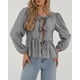 thumbnail image 5 of Blusa Peplum de Cuadros para Mujer PRETTYGARDEN con Lazo y Mangas Largas Talla L, 5 of 8
