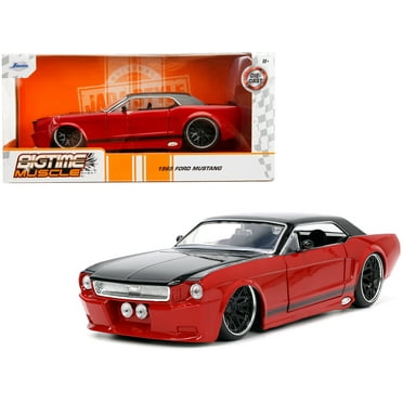 1965 Ford Mustang Custom Red and Black "Bigtime Muscle" Series 1/24 Diecast Model Car by Jada