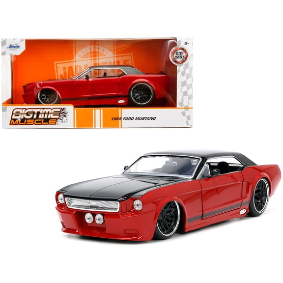 1965 Ford Mustang Custom Red and Black "Bigtime Muscle" Series 1/24 Diecast Model Car by Jada