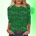 thumbnail image 2 of FDGIU Plus Size St. Patrick's Day Tee for Women - Short Sleeve Shamrock Graphic Crew Neck Top, 2 of 6