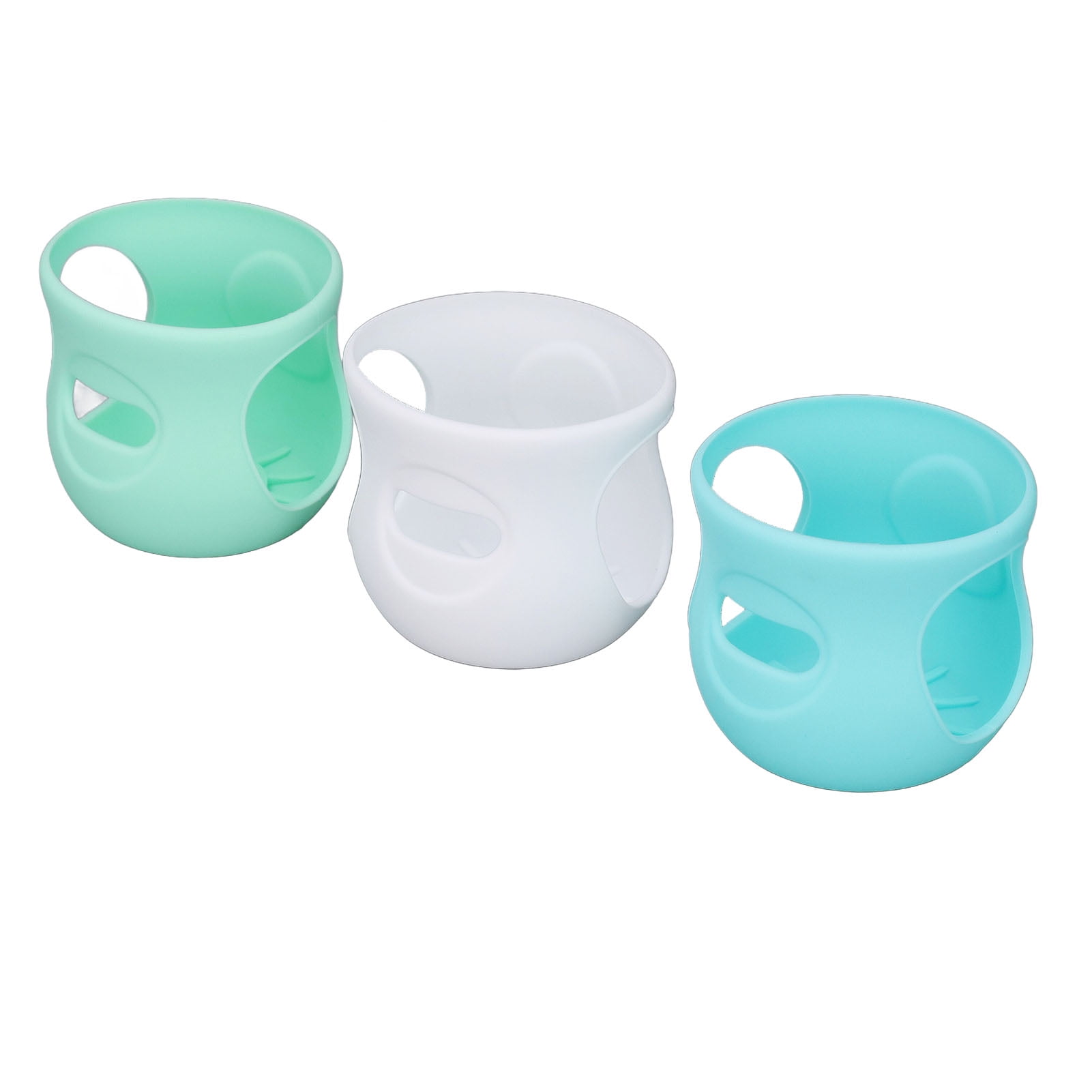 BIMZUC 3pcs Glass Baby Bottles Cover Anti Scalding Silicone Dishwasher Safe Anti Fall Infant Bottles Protector Sleeve Skin Friendly Soft Textured for 4 Oz Bottles Light Green Dark Green White