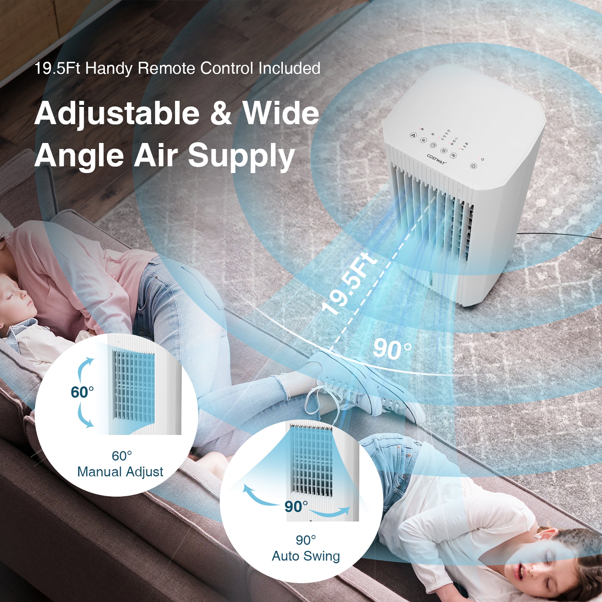 Costway 3-In-1 Evaporative Air Cooler w/ Humidifier & Fan Portable Rolling Swamp Cooler