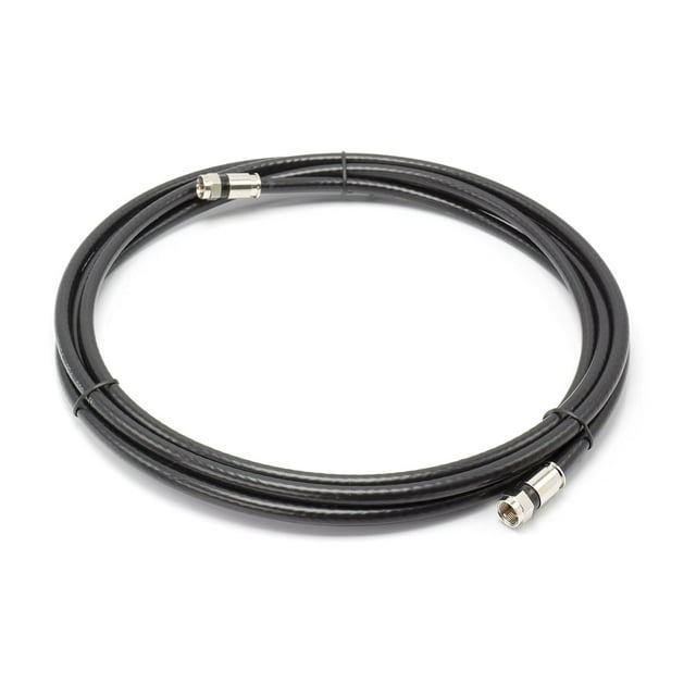Cable coaxial RG6 negro de 20 pies (cable coaxial) con conectores resistentes a la intemperie, F81/RF, coaxial digital - AV, TV por cable,