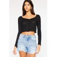 thumbnail image 5 of Kan Can Women's High Waist Frayed Denim Shorts - KC9206M, 5 of 10