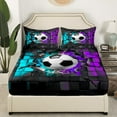 thumbnail image 3 of Erosebridal Sport Soccer Bed Sheets Set Queen Size,Geometric Buffalo Bedding Sets Queen Size,Blue Purple Bed Sheets Queen,Lightweight Ball Gamer Room Decoration,4-Piece, 3 of 7