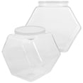 thumbnail image 4 of 2pcs Plastic Candy Jars Cookie Containers Clear Hexagon Candy Snacks Bottles, 4 of 8