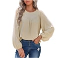 thumbnail image 1 of Camisas Para Mujer Camisetas de Gran Tamaño Manga Larga Otoño Invierno Temperamento Color Sólido Cuello Redondo Jersey Camisa Manga Linterna Camisa Suelta Odeerbi ODB136451, 1 of 8