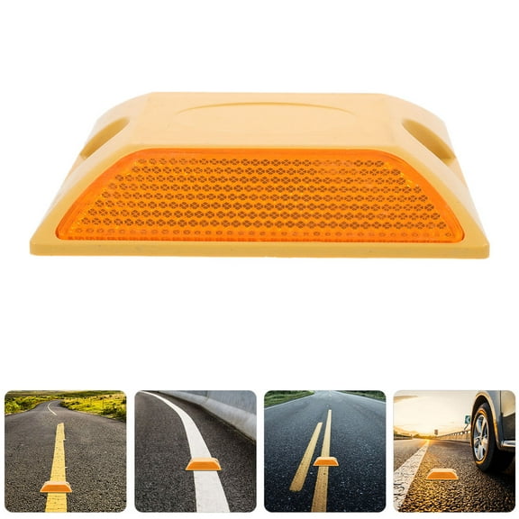 Tineasur Highway Reflective Markers, Durable Yellow Plastic, Raised Design for Safe Driving, 3Pcs