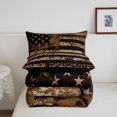 thumbnail image 5 of Manfei Retro Camo Usa Flag Twin Comforter Sets,Vintage Stripes Art Bedding Set,Brown,Black Reversible,2pcs,1 Comforter and 1 Pillowcase, 5 of 7