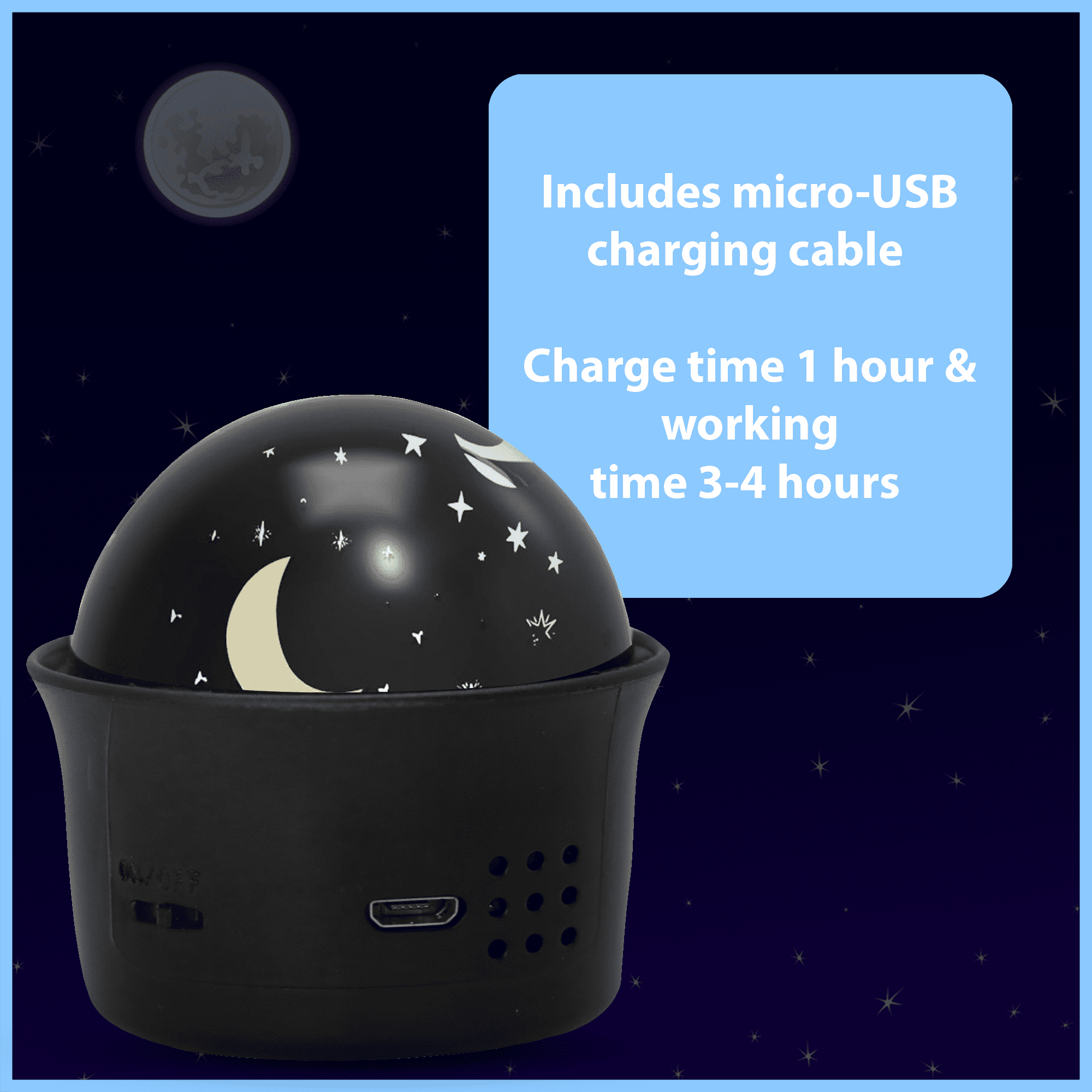 Ledeez Mini Star Light Projector, Magnetic Base, 3 Color Rotation