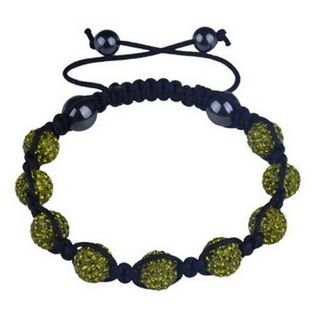 - Green CZ Black Cord Adjustable Macrame Bracelet