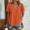 thumbnail image 6 of Outfmvch short sleeve shirts for women plain t shirts for women athletic shirts women golf shirts for women casual tops for women Scallops Tops Comfortable Breathable Short Sleeved T Shirt Orange 4XL, 6 of 6