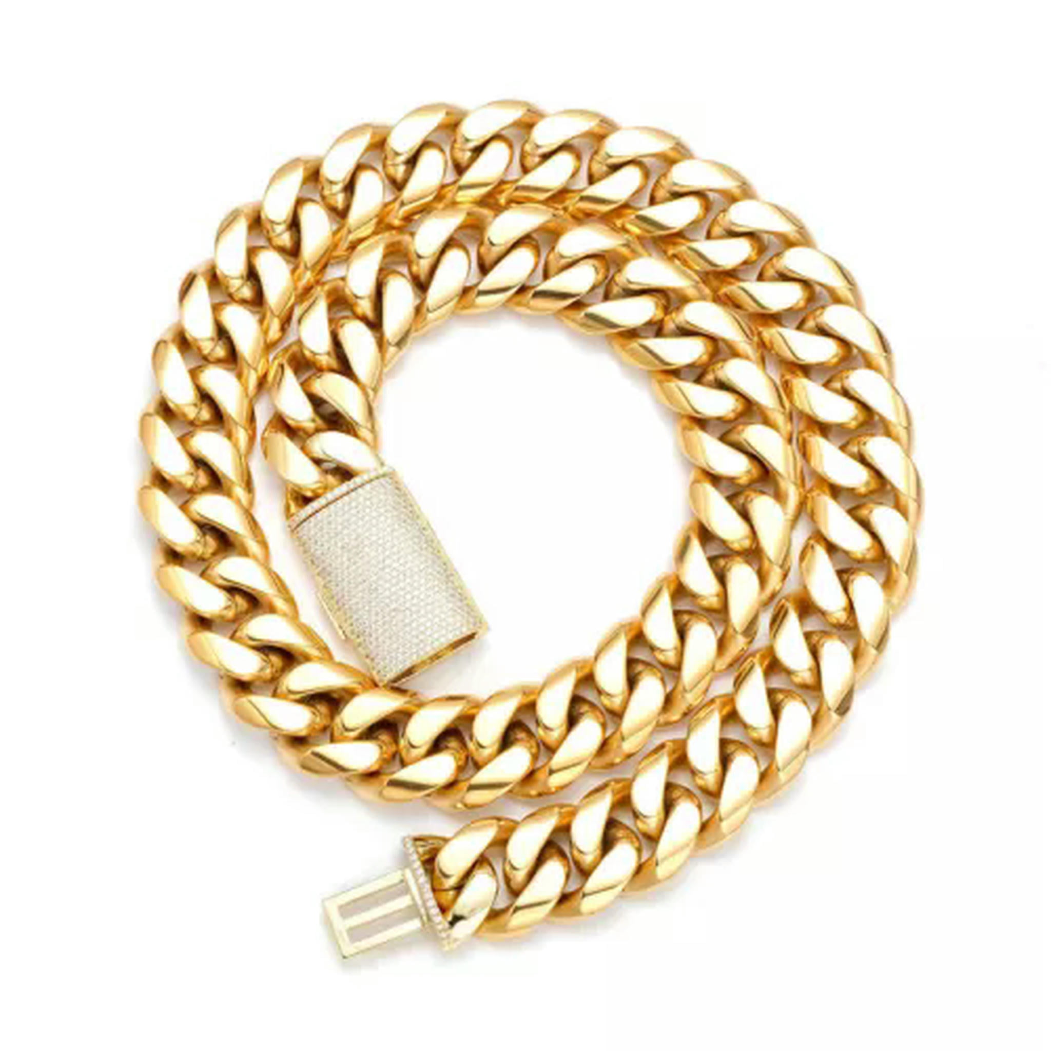 【50cm】【12mm】【18K刻印あり】【Miami Cuban】 12mm Miami Cuban Link 18k Chain