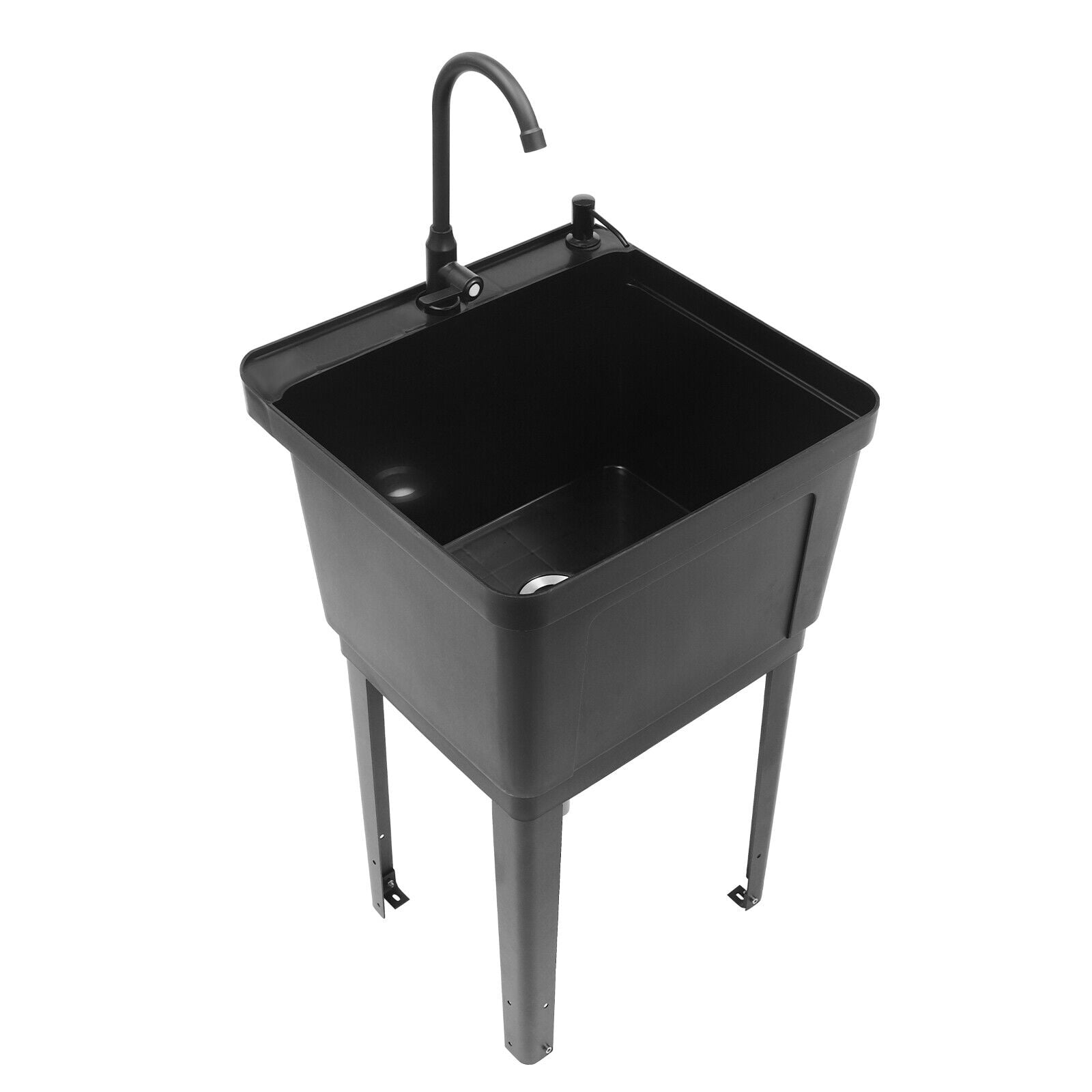 Freestanding Laundry Sink Wash Tub Basement Worksite Basin Utility Sink & Faucet