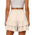 thumbnail image 6 of GILIGEGE Flowy Shorts for Women High Waisted Skorts Ruffle Mini Skirts Pleated Vacation Shorts Baggy Elastic Waist Beach Pants Boho Summer Smocked Casual Skorts，Wide Leg Shorts Trendy Outfits Beige, 6 of 7