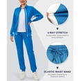 thumbnail image 6 of Women's 2Pc Full Zip Tracksuit, 4 Way Stretch Breathable Jogger with Zipper Pockets for Gym Running Light Blue XL, 6 of 8