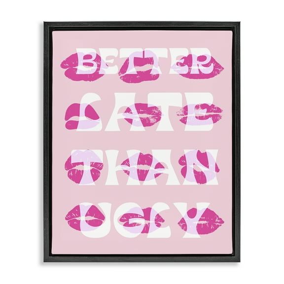 Stupell Industries Better Late Than Ugly Beauty & Fashion Painting Black Floater Framed Art Print Wall Art, 17 x 21