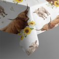 thumbnail image 5 of White Highland Cow Sunflower Calf Pattern Square Tablecloth,Waterproof Square Table Cover,Wipeable Spillproof Washable Table Cover for Home Kitchen Party Decor 52"x52"(132x132cm), 5 of 6