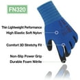 thumbnail image 5 of DEX FIT Premium Nylon Nitrile Work Gloves FN320, 3 Pairs, 3D-Comfort Stretchy Fit, Firm Grip, Thin & Lightweight, Durable, Breathable & Cool, Machine Washable; Blue 10 (XS), 5 of 5