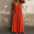 thumbnail image 3 of Efsteb Womens Sleeveless Dresses Solid Color Loose Fit Ruched Plus Size Long Tank Dress Casual Resort Dress Spring Crew Neck ,Size:L, 3 of 5