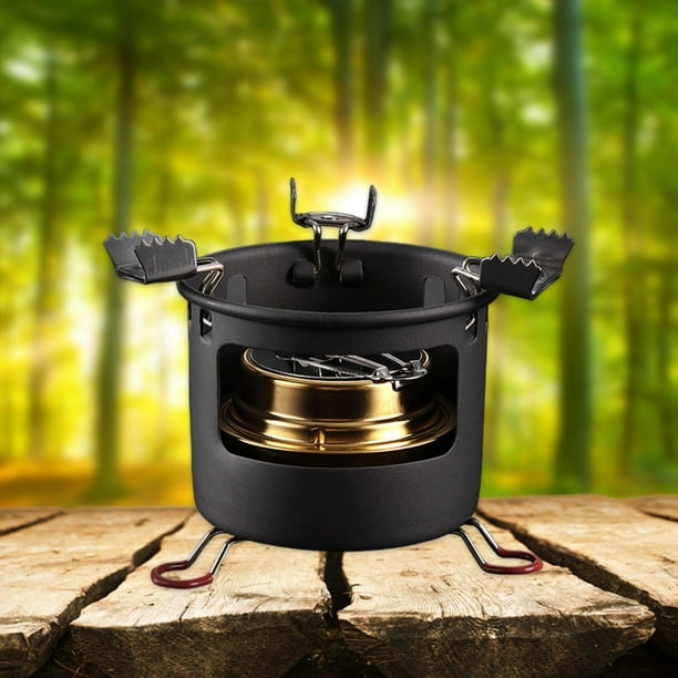 Hornillo De Alcohol Portátil Para Camping - Estufa De Acero Inoxidable, Llama Ajustable, Ideal Para Senderismo Y Picnics