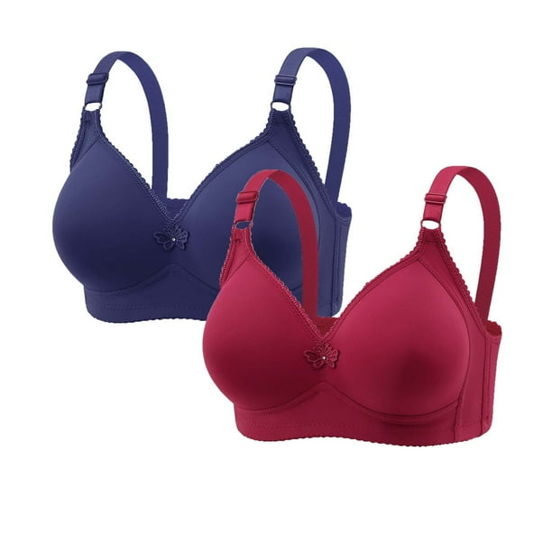 Sujetador de nailon para mujer, 2 piezas, color liso, sin costuras, con realce, suave y soporte para uso diario.