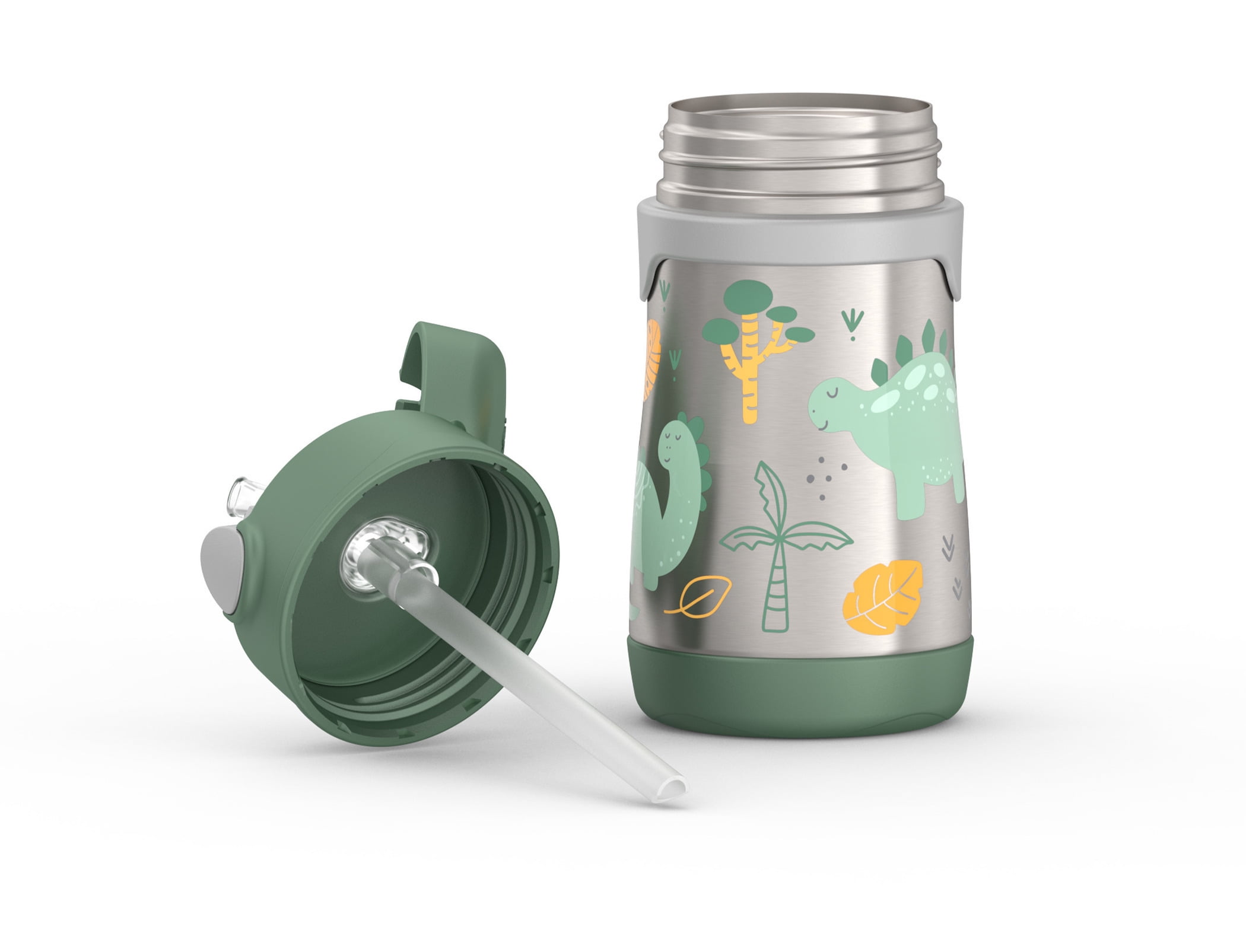 Thermos Baby Vacuum Insulated Stainless Steel 10 oz Straw Bottle, Dino