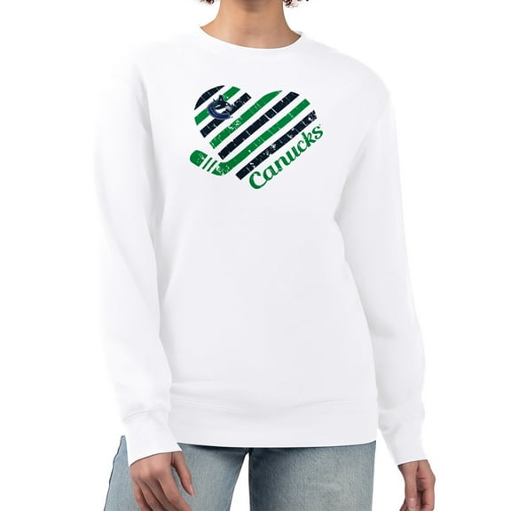 Women's G-III 4Her by Carl Banks  White Vancouver Canucks Heart Graphic Pullover Sweatshirt