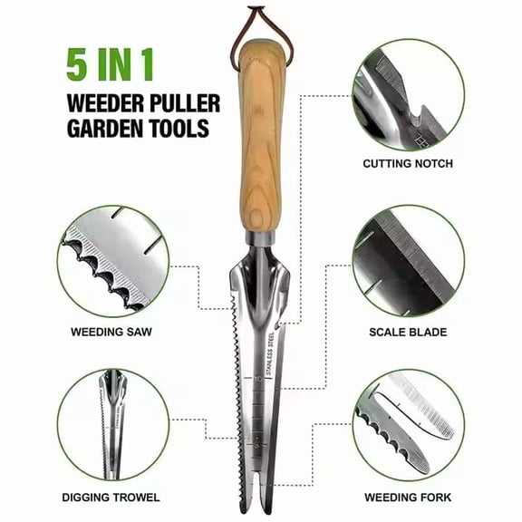 5 N 1 Handle Weeder/Spade