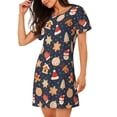 thumbnail image 2 of Yiaed Holiday Gingerbreads Print Women's Loose-Fit Short Sleeve Nightgown, Soft and Comfortable Sleep Dress for Relaxation and Sleepwear, 2 of 6