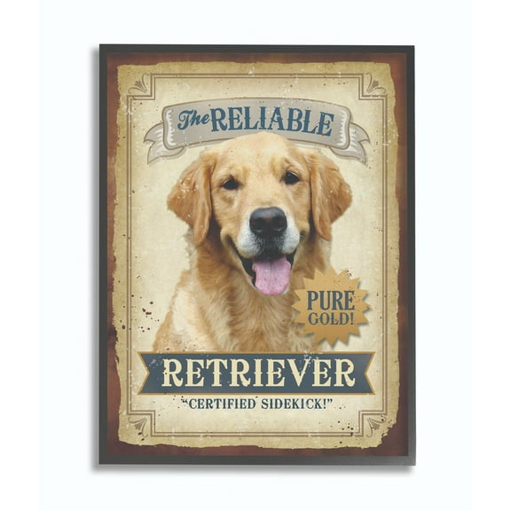 Stupell Industries Reliable Retriever Pet Dog Vintage Poster Design Framed Wall Art by Retrorocket Studio