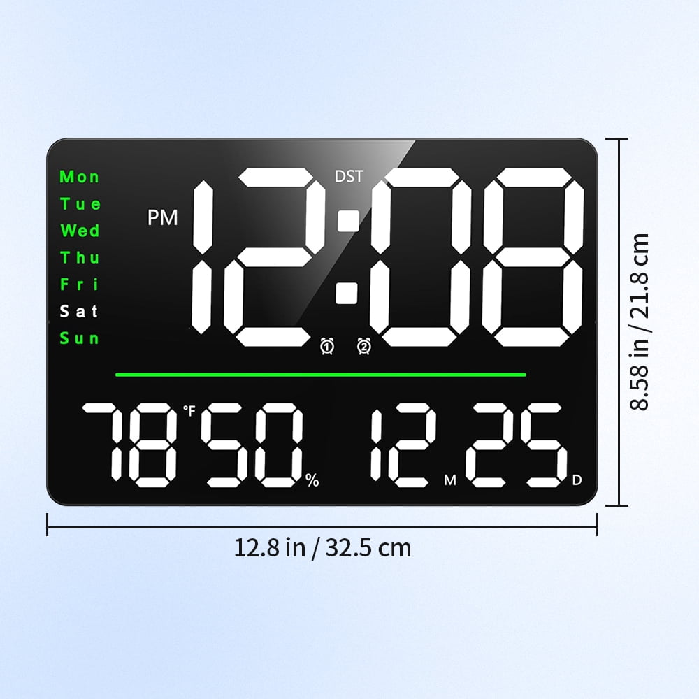 Teetheory Digital Wall Alarm Clock, 16" LED Large Display Alarm Clocks with Remote Control, Oversized Wall Clock w/ Date, Day of Week, Temperature for Table&Wall Mount Bedroom Office Senior
