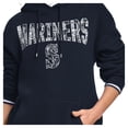 thumbnail image 3 of Women's Starter Navy Seattle Mariners Lace Team Lockup Fleece Hoodie, 3 of 3