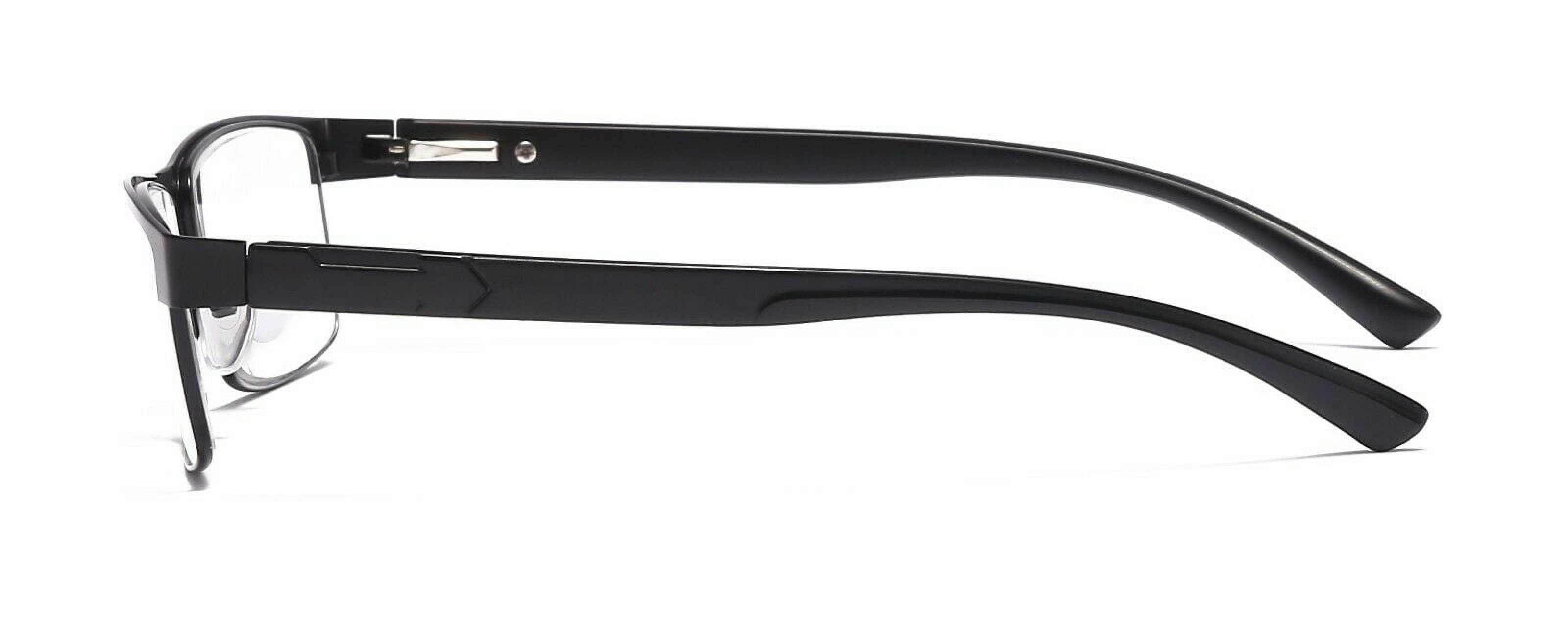 11 Packs Mens Rectangular Classic Metal Frame Reading Glasses Black Spring Hinge Readers +1.50