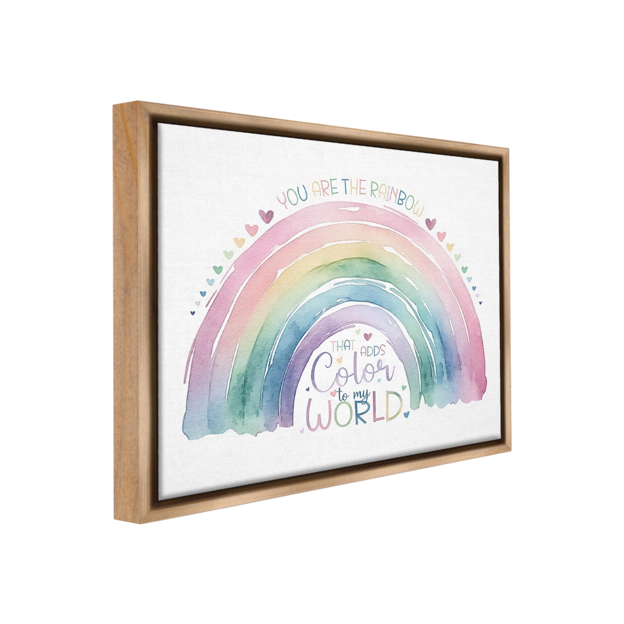 Stupell Industries You Are The Rainbow Inspirational Painting Brown Floater Framed Canvas Art Print Wall Art, 31 x 25