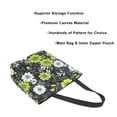 thumbnail image 3 of FORMRS Womens Canvas Tote Bag with Zipper Inner Pocket Shoulder Handbag, White Flower Pattern, 3 of 7