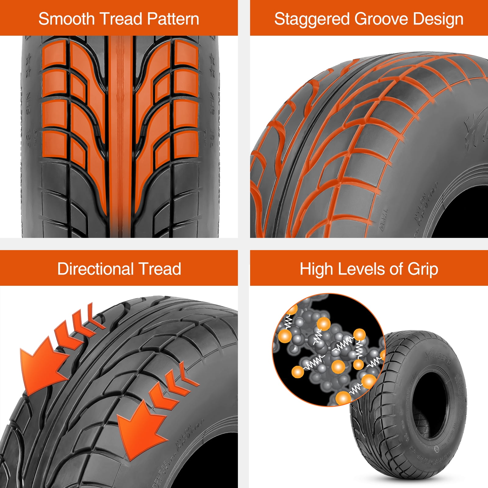 Set 2 HALBERD 145/70-6 4PR Go Kart Street Mini Bike ATV Tires, 145 70-6 Off-road Tires, Tubeless