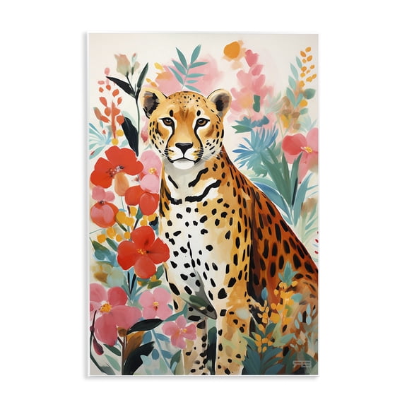 Stupell Industries Floral Adorned Leopard Animals & Insects Painting Unframed Art Print Wall Art, 10 x 15