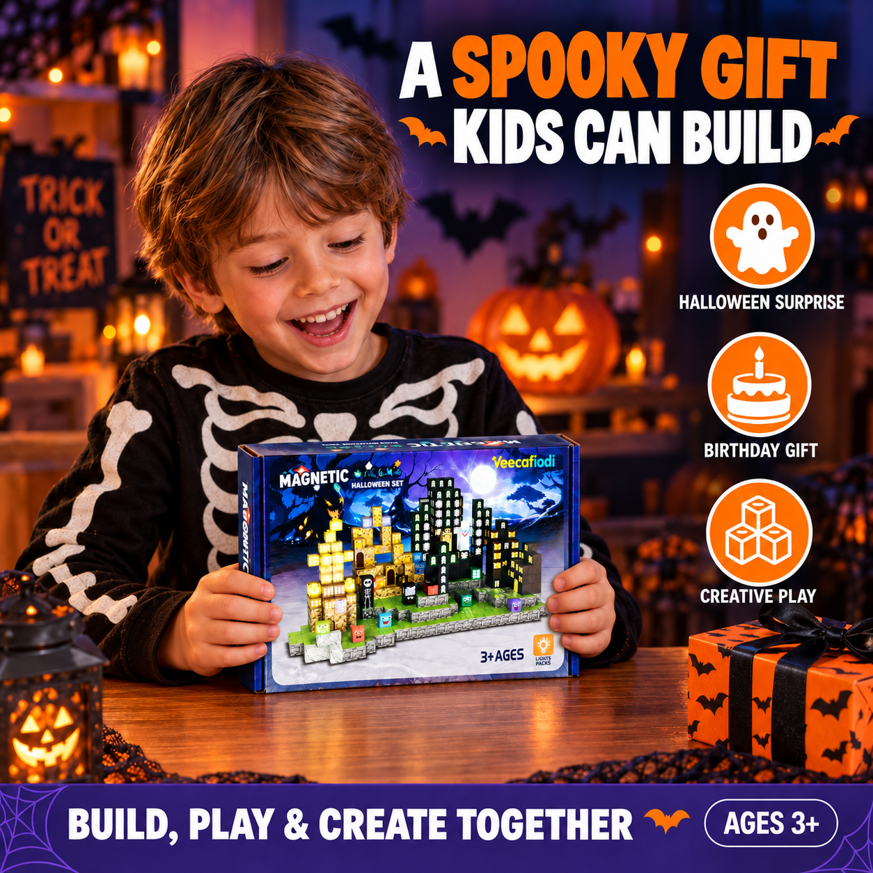 Veecafiodi 137-Piece Light-Up Halloween Magnetic Blocks photo 4