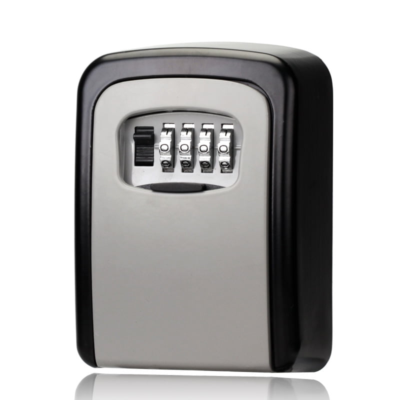 Iron Lock Medium Waterproof Key Lock Box - Removable Cable Shackle, 4-Digit Combo - Portable Or Wall Mountable