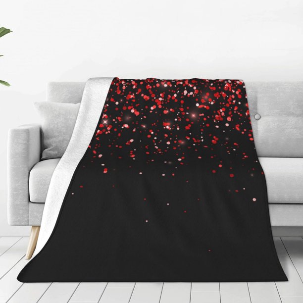 Balery Red Glitter1 Manta de Felpa Suave y Acogedora – Cobija de Franela Aterciopelada para Cama, Lavable y Cálida para Sofá, Mascotas, Transpirable-60"x50"