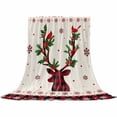 thumbnail image 2 of Christmas Deer Throw Flannel Blanket 50x80In Snowflake Cardinal Berry Leaf Plaid Linen Super Soft Cozy Bed Blanket, Lightweight Plush Fuzzy Bed Throw for Bedroom Sofa Couch Living Room, 2 of 4