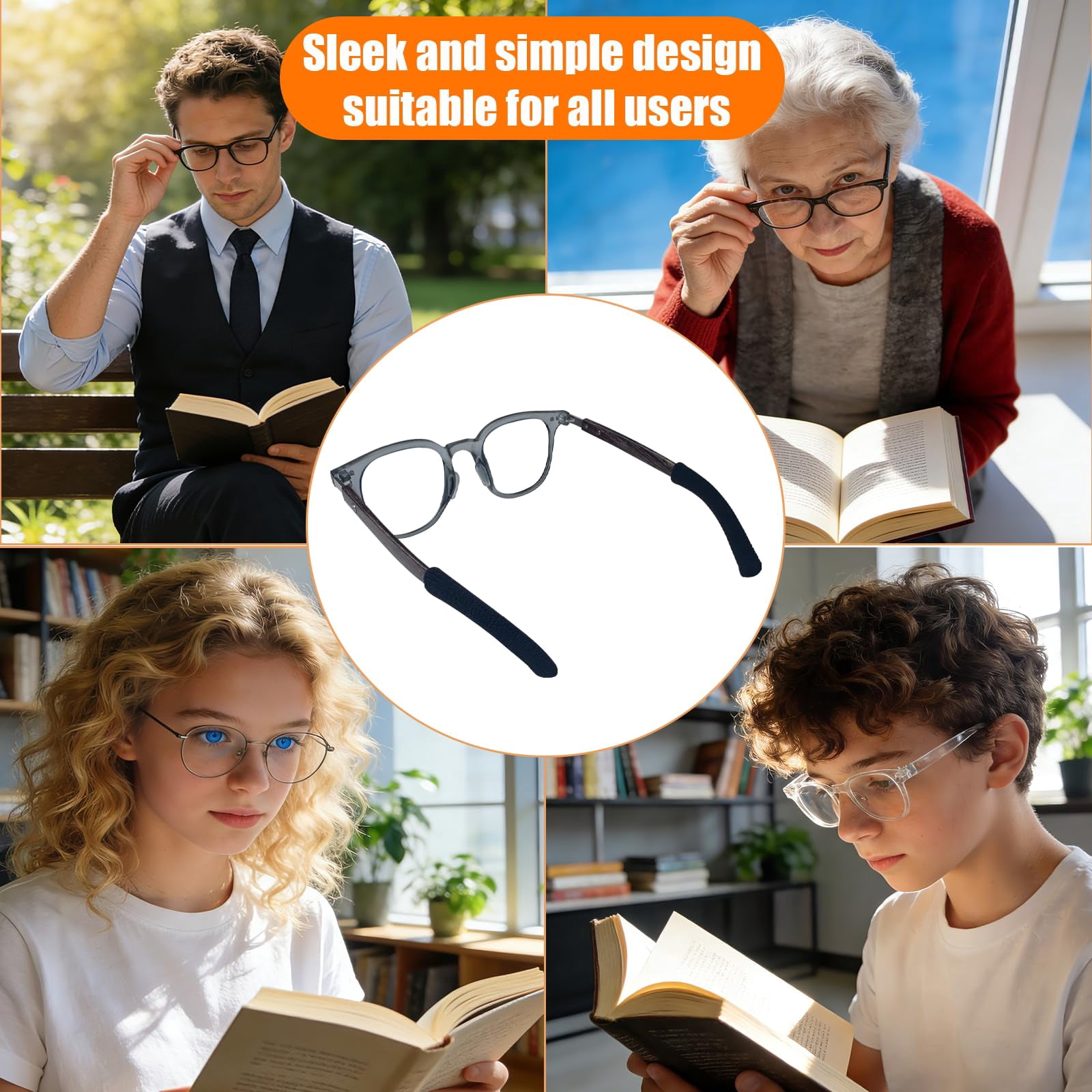 ANNECOSK Knitted Cotton Eyeglass Ear Grips – Anti-Slip Comfort Cushions for Glasses, Sunglasses & Readers, 2 Pairs